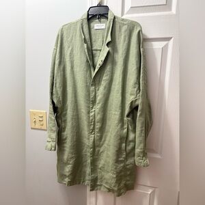 Kith John Elliott Season 9 Linen Long Jacket Zippers Green Sage Size Medium (2)